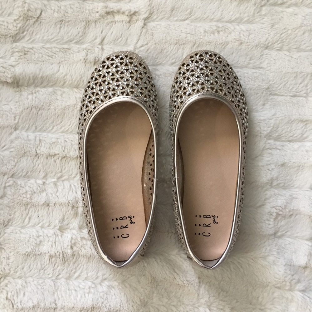 BNIB Little Girls Gold Bedazzled Flat Shoes